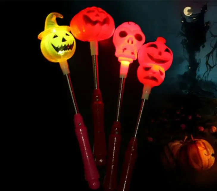 

LED Pumpkin Shake Stick Halloween Flash Decor Light Up Ghost witch Magic Wands Glow Sticks Party Favor fancy dress props