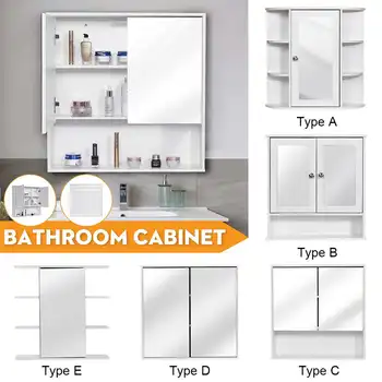 

Bathroom Cabinet 60x60cm Wall Mounted Bathroom Mirror CabinetsToilet Furniture Cupboard Shelf Storager Modern Style UK Stock