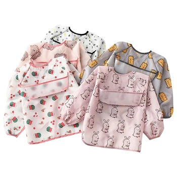 

5Pcs Baby Waterproof Long Sleeve Bib Infant Bandana Eating Drawing Apron Baby Self Feeding Bib Smock for Toddler