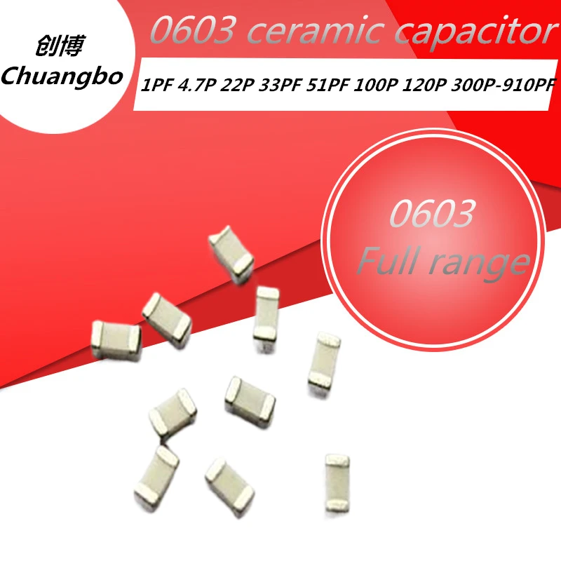 

100 шт., керамические конденсаторы 0603 50 в 5% 1pF 0603 P 2P 1,5 P 47P 56P 68P 82P 100PF 5,1 P 150P 270P 390P 470P-910PF