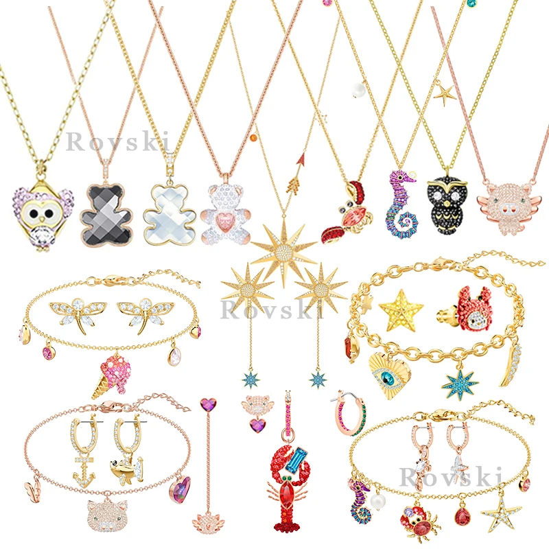 

High Quality Original SWA Cute Animal Series Earrings Necklace Bracelet DIY Jewelry Party Wedding Jewelry for Women's Gifts