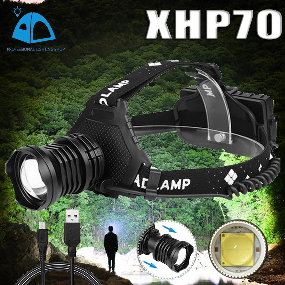 

P70 Highlight Headlamp USB Rechargeable Battery Indicator Zoom LED Headlamp Waterproof Night Fishing Headlamp Camping Lantern