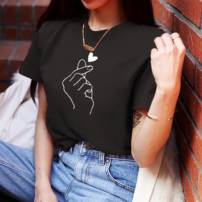 Новое поступление, женская футболка с графическим принтом «рука любви», забавные летние топы, футболка, Женская хипстерская футболка
