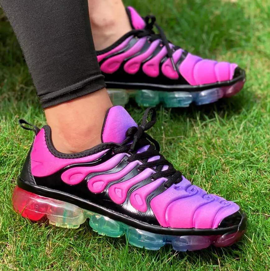 Chaussures femmes baskets mode arc-en-ciel couleur plate-forme chaussures chaussures de marche décontractées confortable en plein air dames chaussures vulcanisées