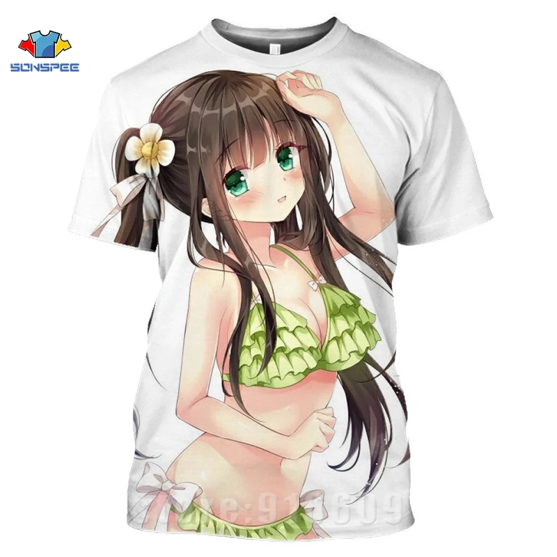 Beach Bikini Anime Girl T shirts 3D Print T shirt Men Loli Women Sexy Cat Girl Kawaii T-shirt Harajuku Funny shirts homme tshirt (16)