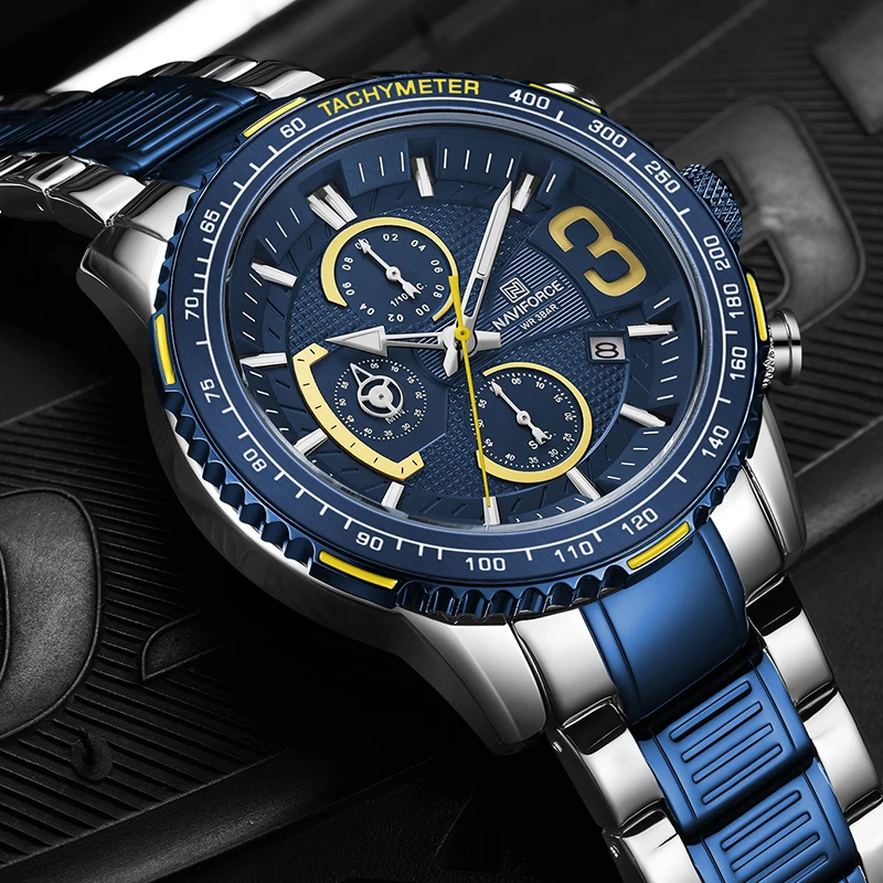 

NAVIFORCE New Men Watches Top Brand Luxury Luminous Quartz Men’s Watch Stainless Steel Sport Chronograph Clock Relogio Masculino