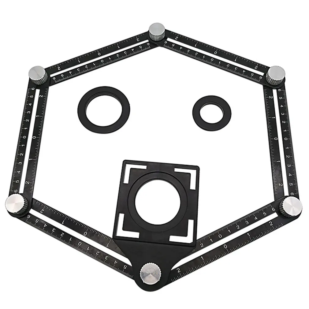 

Aluminum Alloy Multi Angle Measuring Six-Fold Ruler Positional Locator Universal Trepanning Lineation Tile Glass Punching Tool