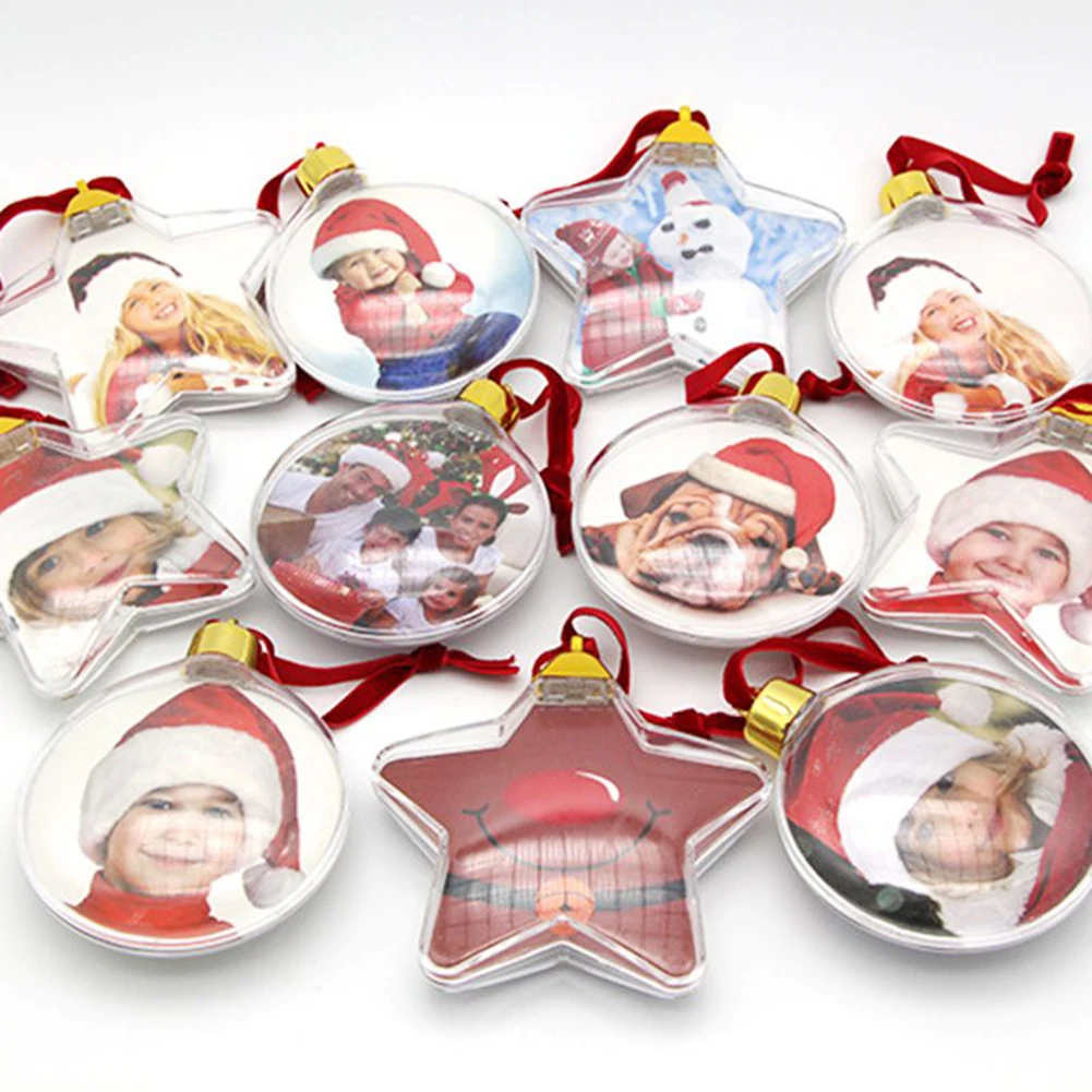 Рождественская елка круглая звезда орнамент картина фоторамка подарок семейная память Декор маленькая рамка, чтобы положить на вашу елку