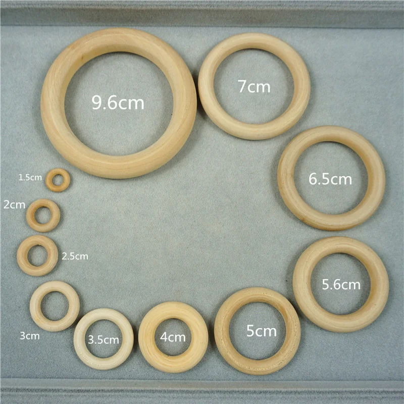 

MISSXIANG 150MM 100pcs Fine Quality Natural Wood Teething Beads Wooden Ring Children Kids DIY Wooden KIDS Jewelry Making Crafts