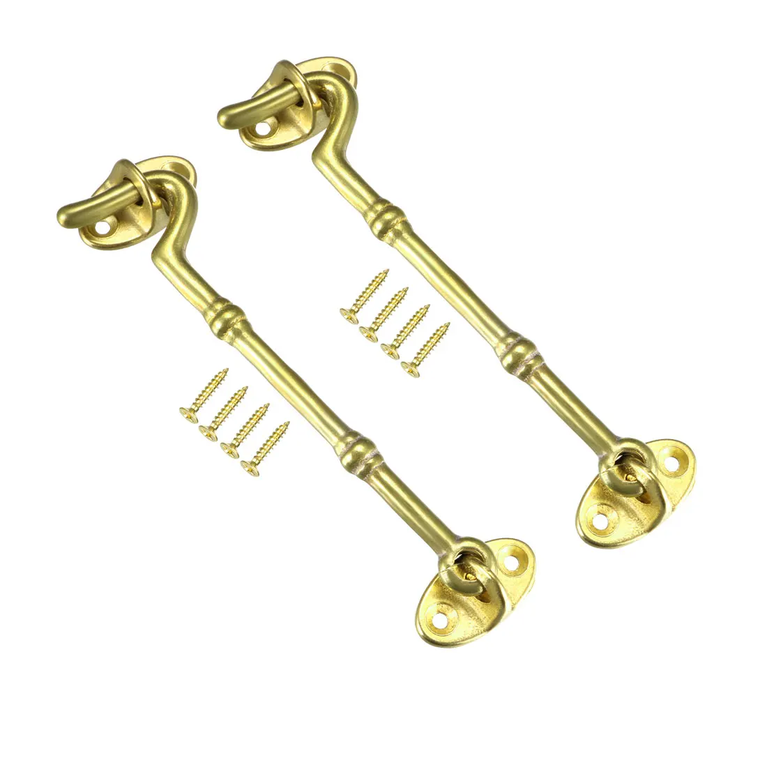 

uxcell 4.7" Cabin Hooks Eye Latch Door Gate Swivel Window Brass Hook with Mounting Screws Golden 2pcs