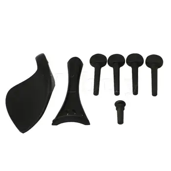 

Yibuy 4/4 Violin Accessories Set Blackwood Chin Rest 4 Pegs Endpin Tailpiece