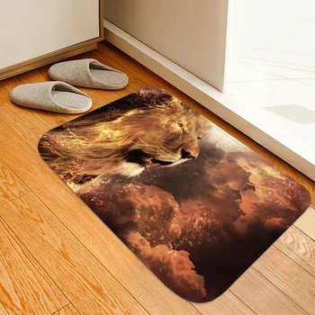 

3D Wild Lion Bathroom Mat Rug Soft Crystal Fleece Anti-skid Kitchen Carpet Balcony Doormat Bath Mat for Home Decorative