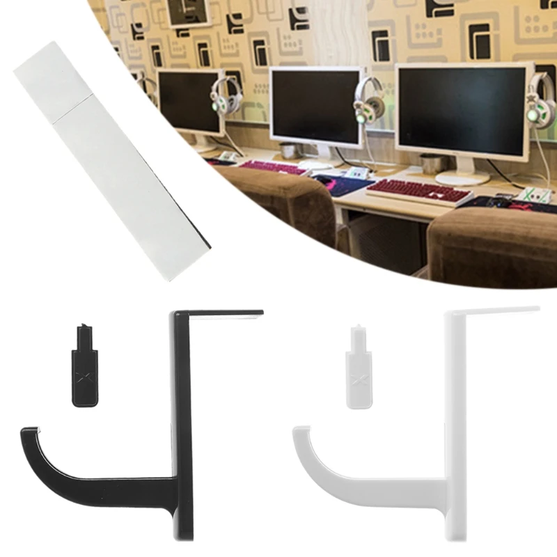 Headphone Headset Hanger Desk Wall PC Monitor Stand Headset Stick-On Hook Holder