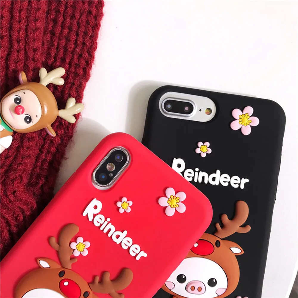 Новое поступление Веселый Чехол для телефона с рождественским рисунком для iPhone 6 7 8 plus x xs xr рельеф Санта Клауса матовая Праздничная мягкая Задняя накладка чехла из ТПУ