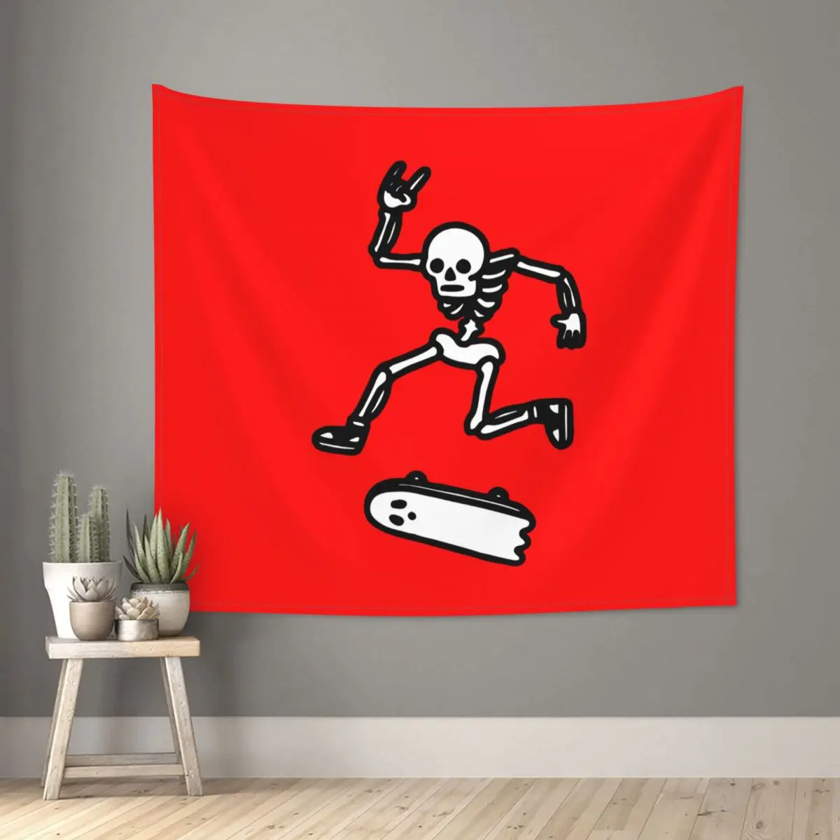 Rad In Peace Skul Skeleton Tapestry Colorful Polyester Wall Hanging Room Decor Curtain Witchcraft | Дом и сад