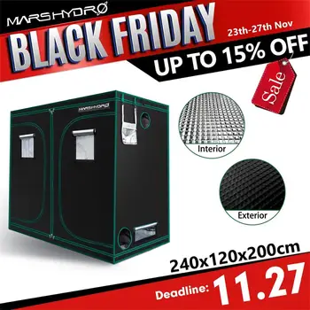 

1680D Mars Hydro 240X120X200cm Indoor LED Grow Tent Indoor Growing System Non-toxic plant room Indoor garden Water-proof hut
