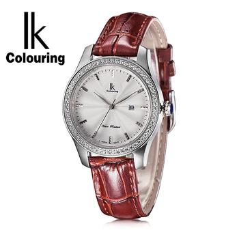 

IK Colouring simple wild trend inlaid rhinestone waterproof quartz ladies wrist watch