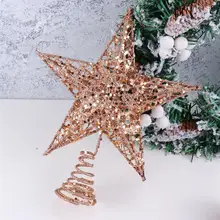 25 см Рождественская елка Железная Звезда Топпер сверкающие украшения для рождественской елки(розовое золото