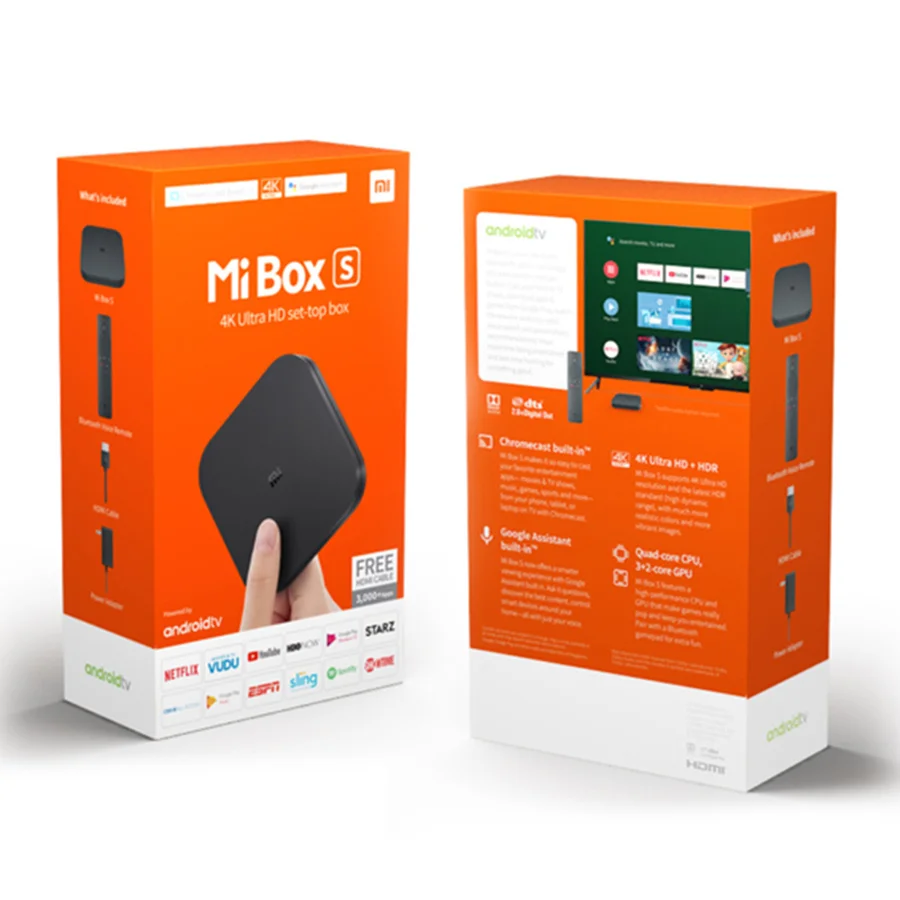 ТВ приставка Xiaomi Mi TV Box S глобальная версия 4K Ultra HD Android 9 0 HDR 2G 8G WiFi Google Cast Netflix Smart 4