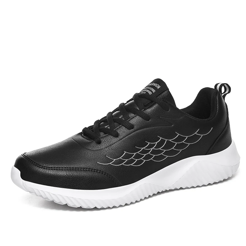 Мужская повседневная обувь; модная Гибкая кожаная обувь; Zapatos De Hombre; прогулочная Спортивная беговая Обувь; большие размеры 48-47 - Цвет: Black White