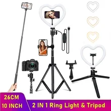 10Inch Heart Dimmable LED Selfie Ring Fill Light Phone Camera Ringlight With Tripod For Makeup Video Live YouTube Aro De Luz