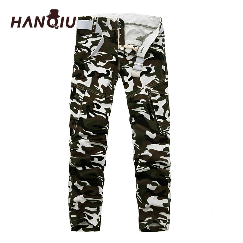 HANQIU Fashion Camouflage Cargo Broek Men's pencil Broek Comfortable Broek Loose Men's No Belt|Cargo Pants| - AliExpress