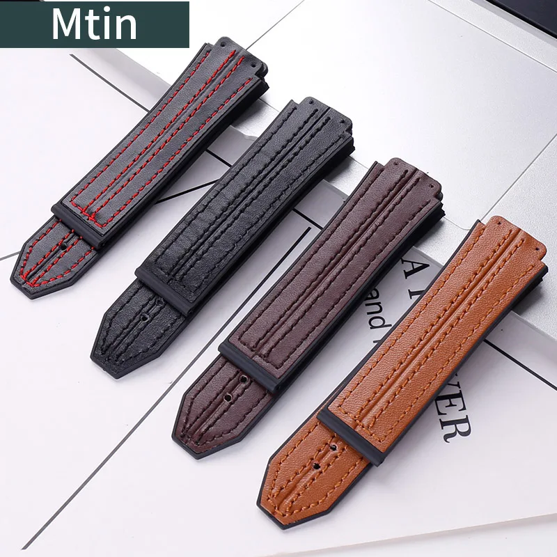 Genuine Leather Strap Men's Watch Accessories For Hublot Watch Band 19mmx25mmOutdoor Sports Rubber Strap Ladies Wristband Buckle
