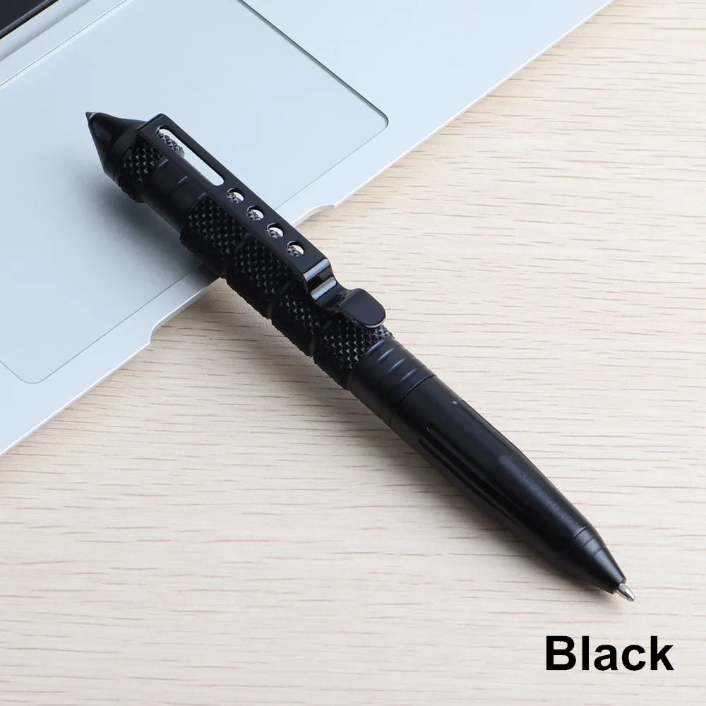 Genkky многофункциональная ручка тактическая Вольфрамовая сталь вращающиеся унисекс ручки оконная металлическая шариковая ручка защита многофункциональные ручки - Цвет: black