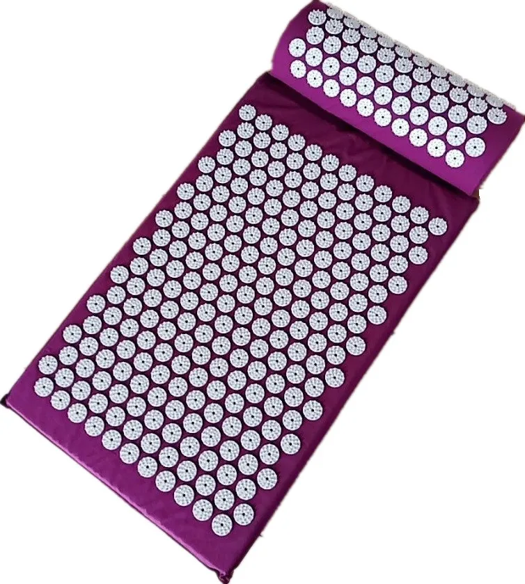 purple set Массажер подушка(67*42 см) Массажный коврик для йоги акупрессур снимает стресс на спине телесная боль Спайк Коврик акупунктурный Йога матрас с подушкой - Цвет: purple set