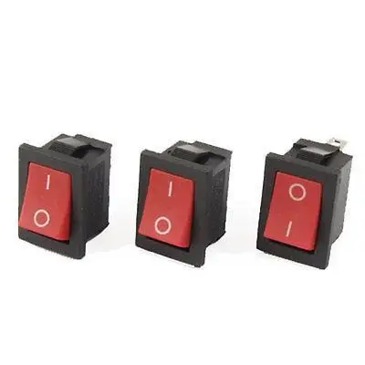

3pcs AC 6A/250V 10A/125V ON/OFF SPST 2 Pin Snap-in Boat Rocker Switch Red Button