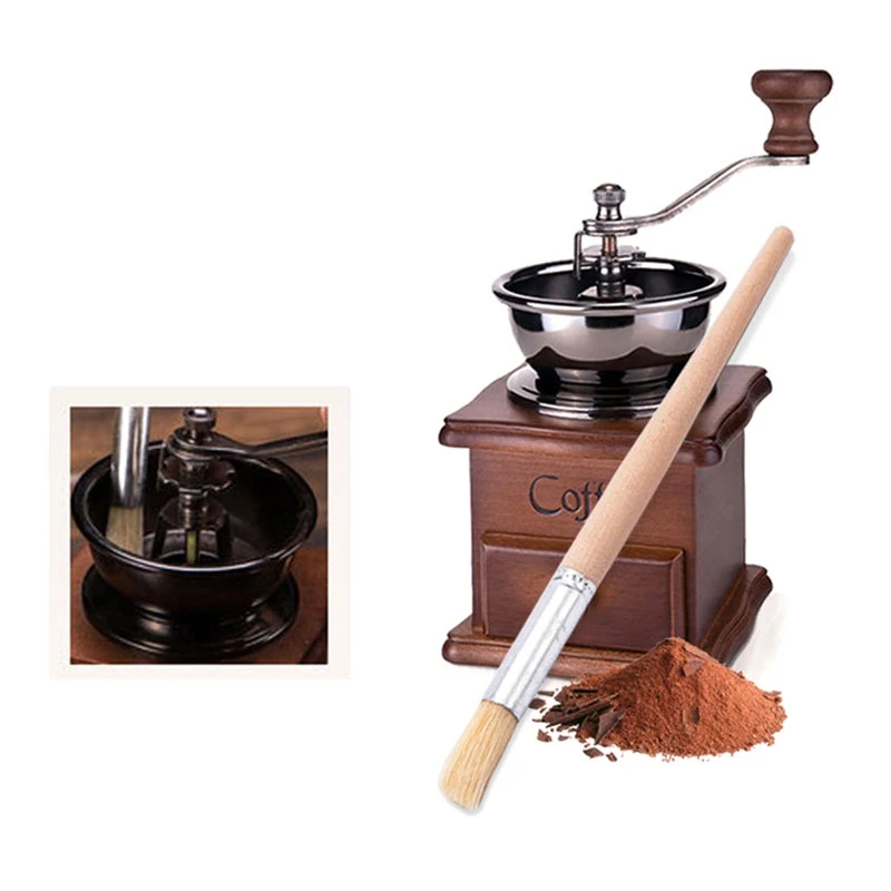 

Coffee Machine Grinder Cleaning Brush Bristle Wooden Handle Coffee Powder Brushes Household Bar Clean Brush Coffee