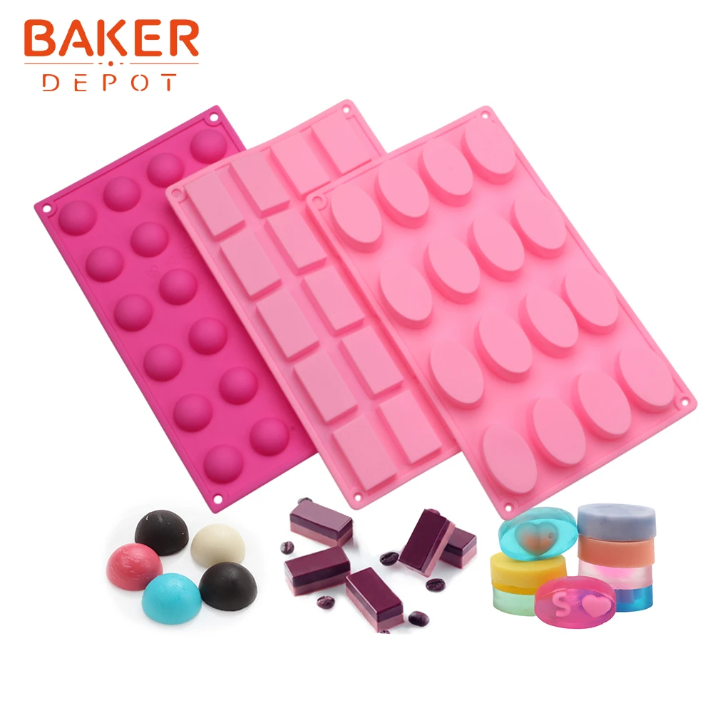 BAKER DEPOT 3 шт купольная силиконовая форма для шоколада, конфет, овального мыла, инструмент из смолы, Бисквитное оборудование для выпечки, сделай сам, украшение торта
