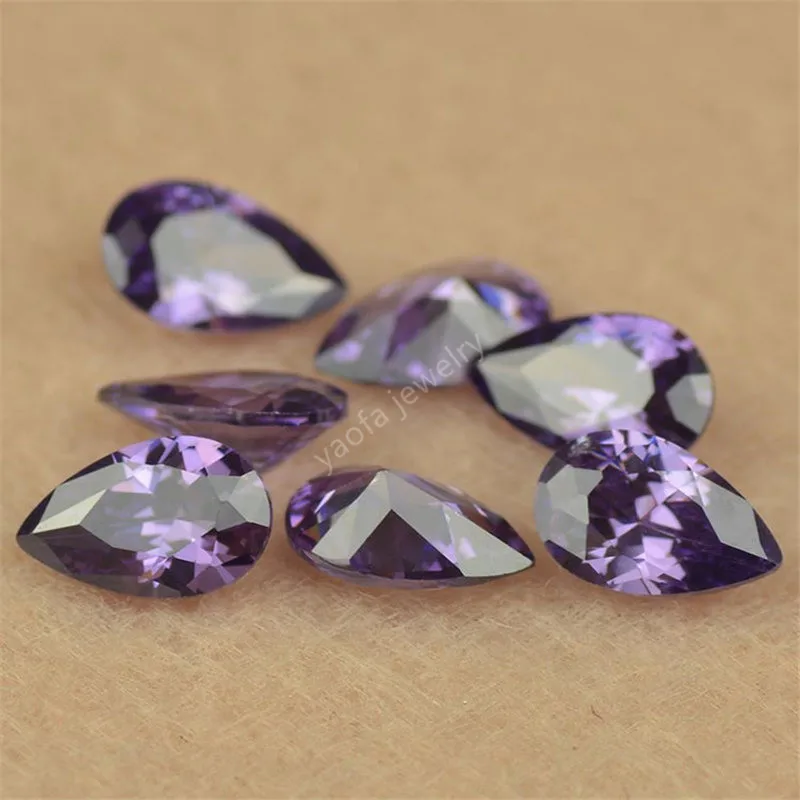 Wholesale Price Amethystine Stone 2*3~13*18mm Pear Shape Light Purple Loose CZ Lab Created Cubic Zirconia Gems For Jewelry DIY | Украшения