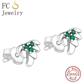 

FC Jewelry 100% 925 Silver Palm Tree Green Zirconia Stud Earring Ear Oorbellen Beach Style Accessories For Women 2020 Summer