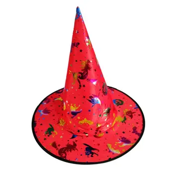 

Adult Children Witch Wizard Hat Colorful Bronzing Foil Pumpkin Pattern Fancy Dress Halloween Party Masquerade Cosplay Costume