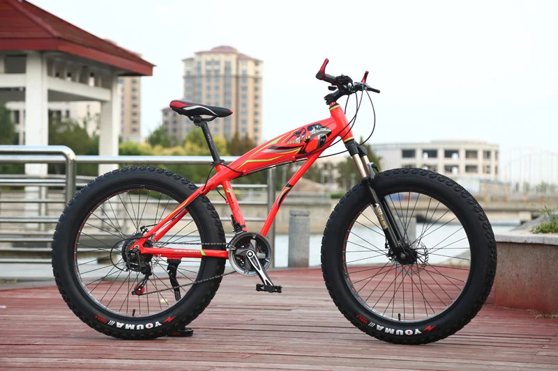 24 inch red 24/26 дюймов с крупными покрышками для езды по 7/21/24/27 Скорость MTB взрослых Спорт на открытом воздухе с большими шинами для велосипеда Алюминий сплав дисковый тормоз снег Пляжный круизер велосипеды - Цвет: 24 inch red