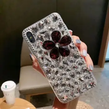 

3D crystal flowers case for Samsung S10 5G version Luxury white diamonds Transparent cover for Note 10 9 8/A90 A70 A50 S8 S9