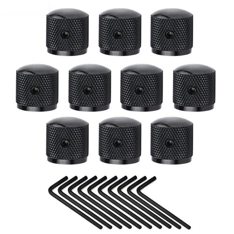 

HOT-10Pcs Metal Dome Guitar Speed Control Knob Tone Volume Knob Buttons with Wrench for Electric Guitar Parts