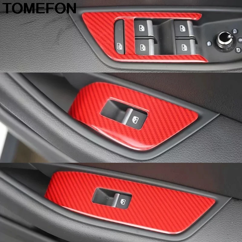 TOMEFON для Audi A5- LHD углеродное волокно автомобиля-Стайлинг внутренний подлокотник панель окно Лифт крышка палка внутренняя отделка Аксессуары