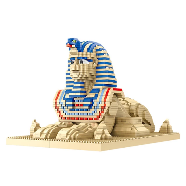 Lezi 8195 World Architecture Egypt Pharaoh Sphinx Desert Monster DIY Mini Diamond Blocks Bricks Building Toy