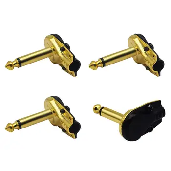 

New DIY 6.35MM 1/4inch Mono Male Right Angle Pancake Style Plug Connectors for Speaker,Patch Cable,Golden Plated TS Male Mono 1/