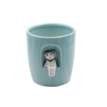 

Succulent Pots Ceramic Succulent Planter and Cactus Pot with Bamboo Tray and Drainage Hole for Home and Office J99Store