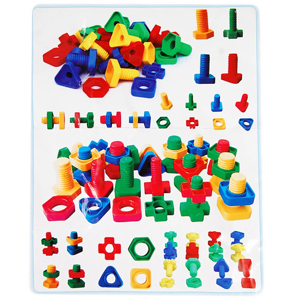 52 шт цветной пластиковый винт Резьбовая муфта строительные блоки Обучающие Детские игрушки поезд распознавание цвета логическое мышление способность