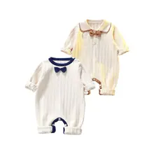 Barboteuse pour bébé garçon et fille, barboteuse à manches longues, couleur Pure, vêtements pour nouveau né, printemps automne