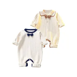 Barboteuse pour bébé garçon et fille, barboteuse à manches longues, couleur Pure, vêtements pour nouveau né, printemps automne 