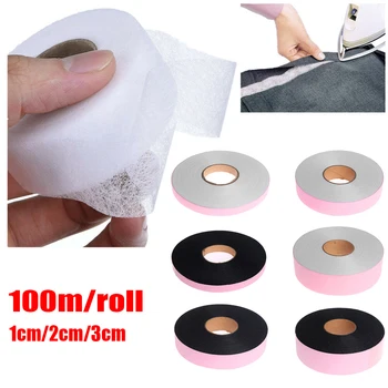 

1 Roll 100 meters Iron On Hemming Tape Single-sided adhesive fabric Roll Clothes Sewing Turn up Hem DIY Craft Accessories