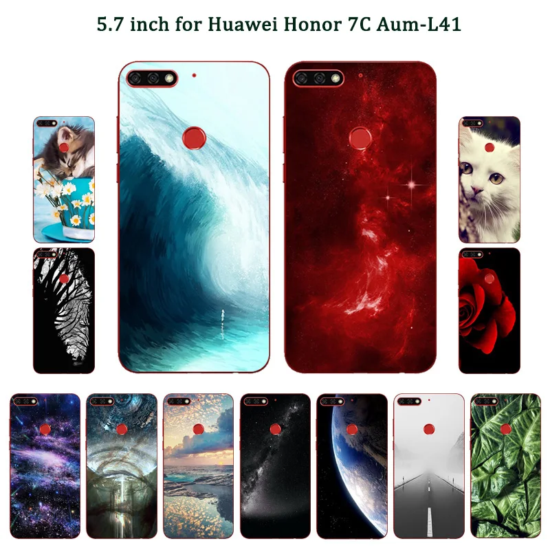 Для Huawei Honor 7C Aum-L41 черные матовые чехлы для телефонов окрашенные Мягкие