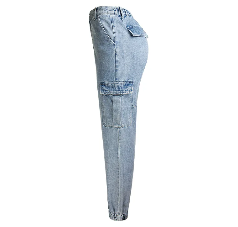 Женские джинсы-карго большого размера, эластичные джинсы с высокой талией, женские джинсы, s светильник, синие, с боковыми карманами, брюки для бега, брендовые, Desigual, Осенние
