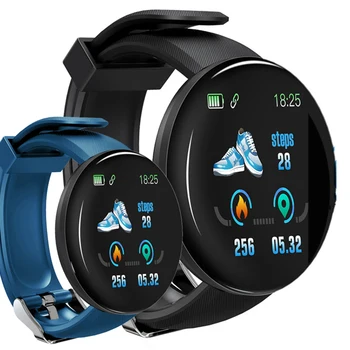 

New Smart Watch D18 Men Women Blood Pressure Heart Rate Monitor Waterproof Bluetooth Round Fitness Tracker Smartwatches