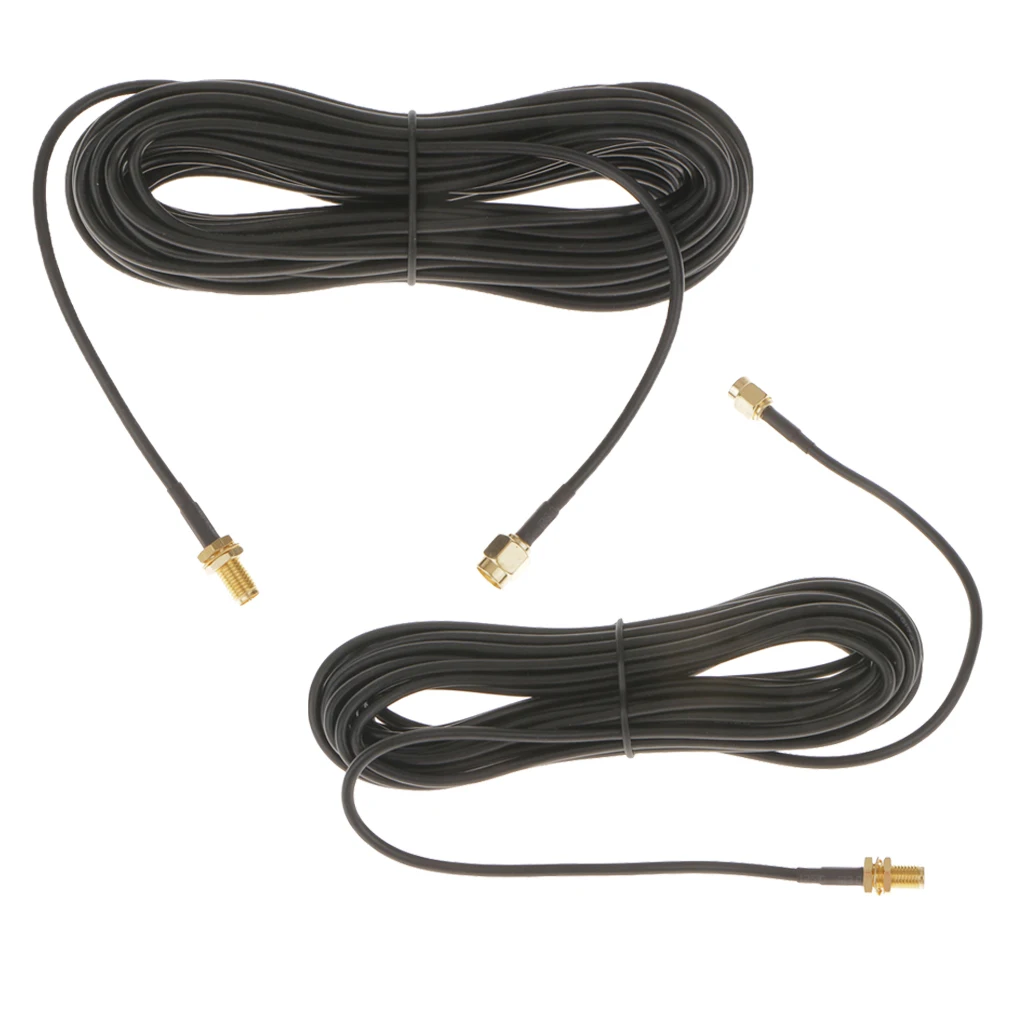 2Pcs Wifi Antenna Extension Cable RP-SMA Male to RP-SMA Female Router Extender Cord 9m/30ft & 6m/20ft